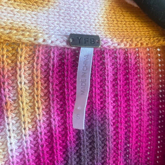 YFB NWT Boho Tie-Dye Long Sleeve Button Down 100% Cotton Knit Sweater Small - Picture 6 of 10